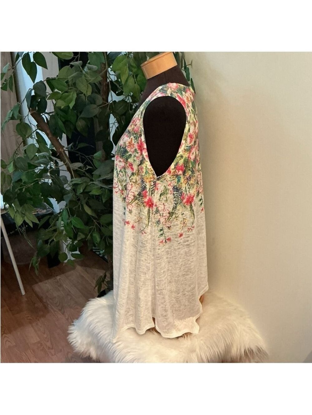 Women's SJS Floral Print Tank or swim cover up XL White Multi new with tags - Picture 6 of 11